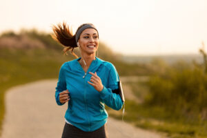 A woman running after breast reduction surgery in Hebron, KY